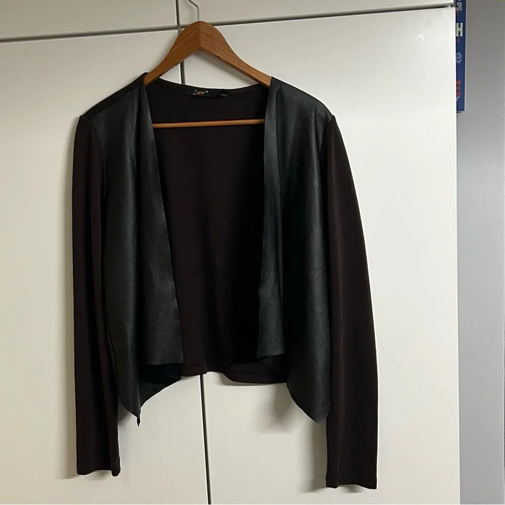 Dex Black and Burgundy Draped Women's Jacket , Size L - Picture 1 of 5